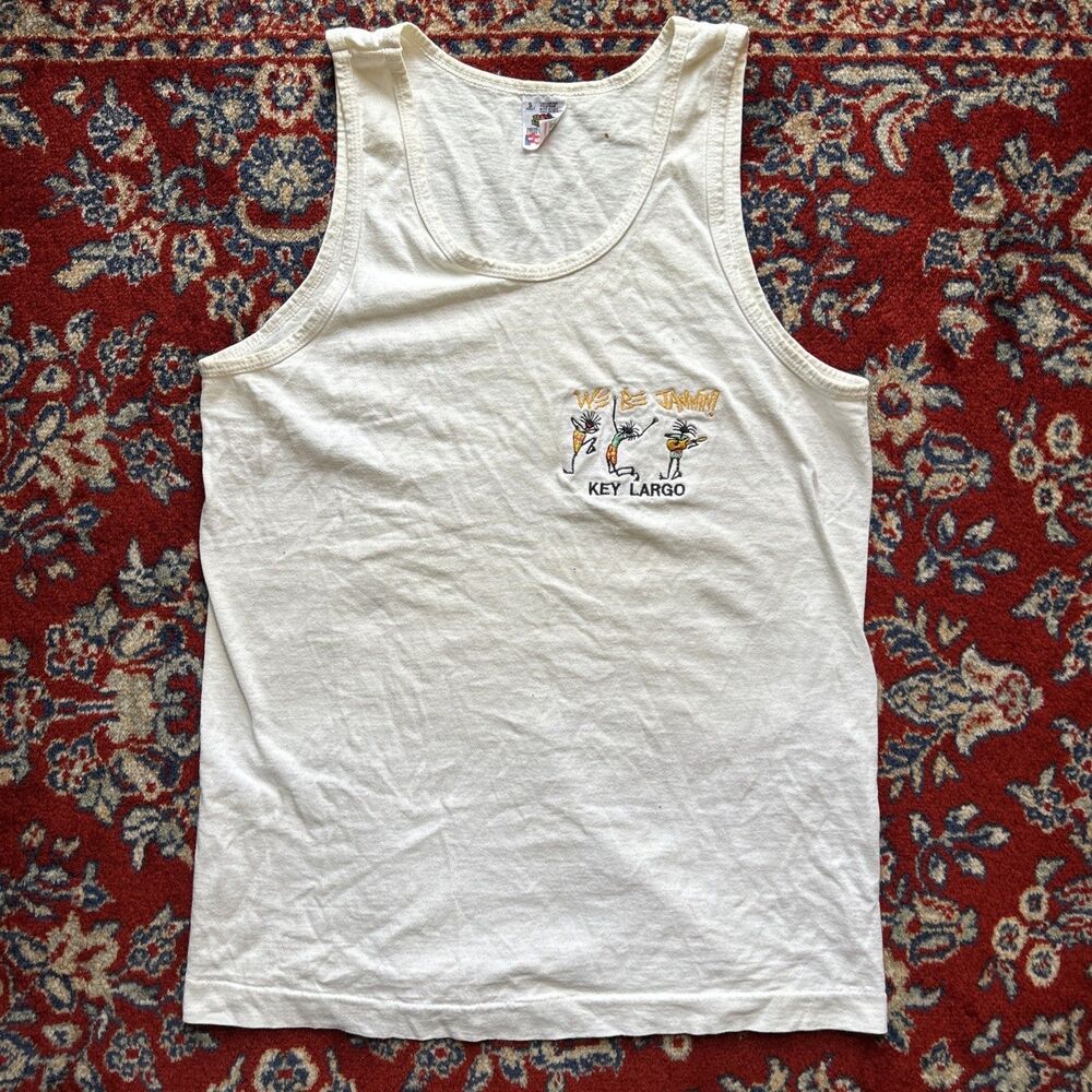 Vintage Key Largo Single Stitch Tank Top Embroidered Jammin Size Small